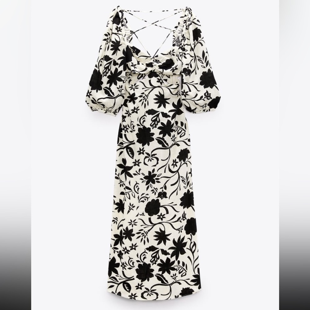 NWT Zara floral print midi dress small
